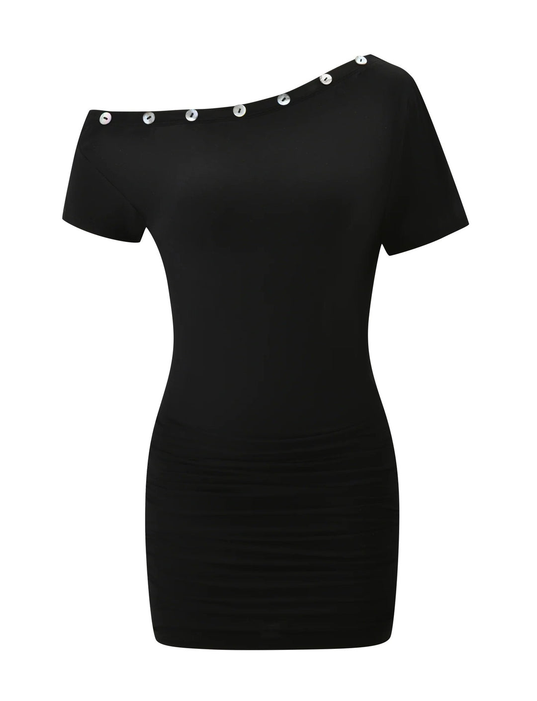 Damen Figurumspielendes Wickeloberteil mit asymmetrischem Ausschnitt und metallischen Knopfdetails R&B