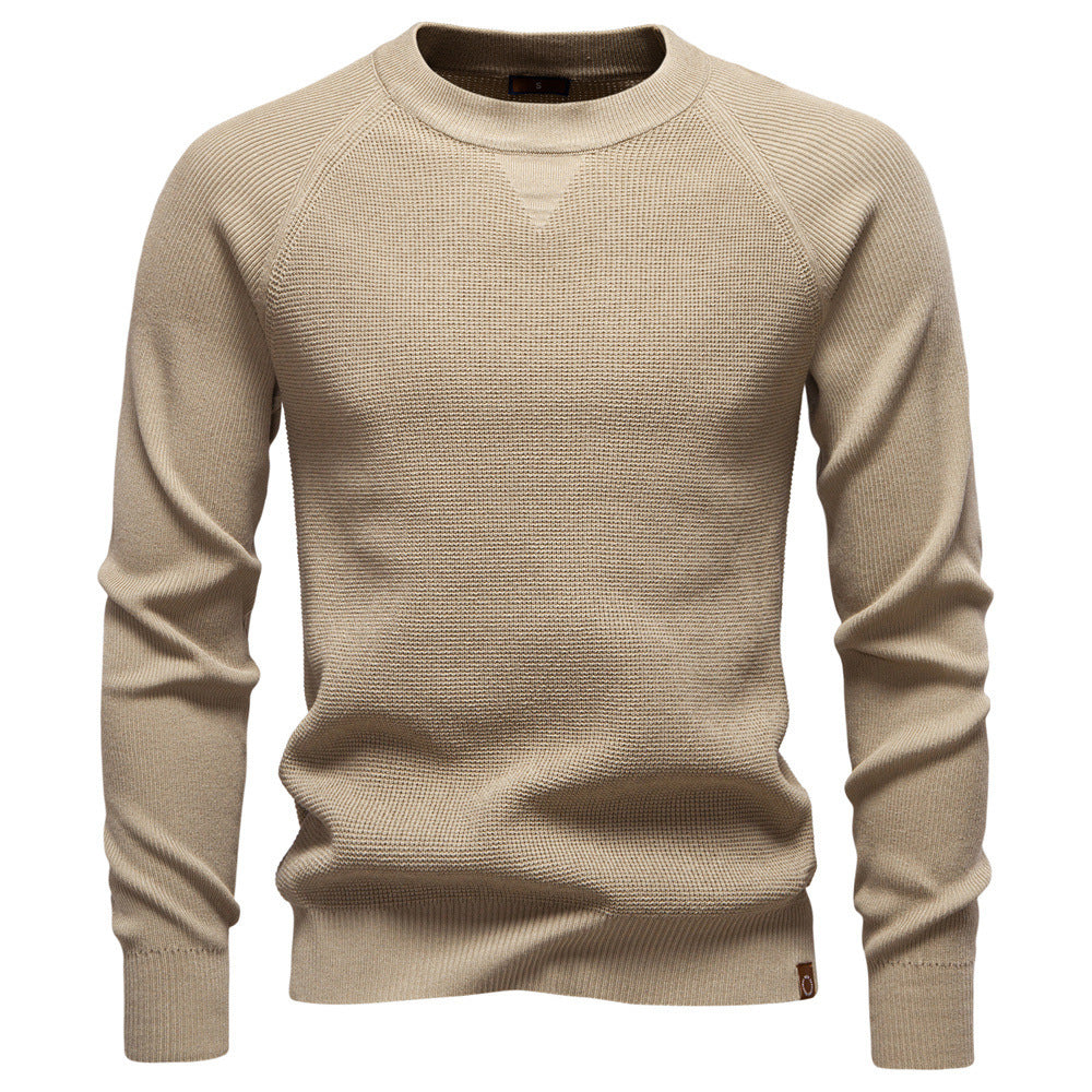 Herren nan mitteldicker Struktur-Strickpullover mit Raglanärmeln und Rippenbündchen R&B