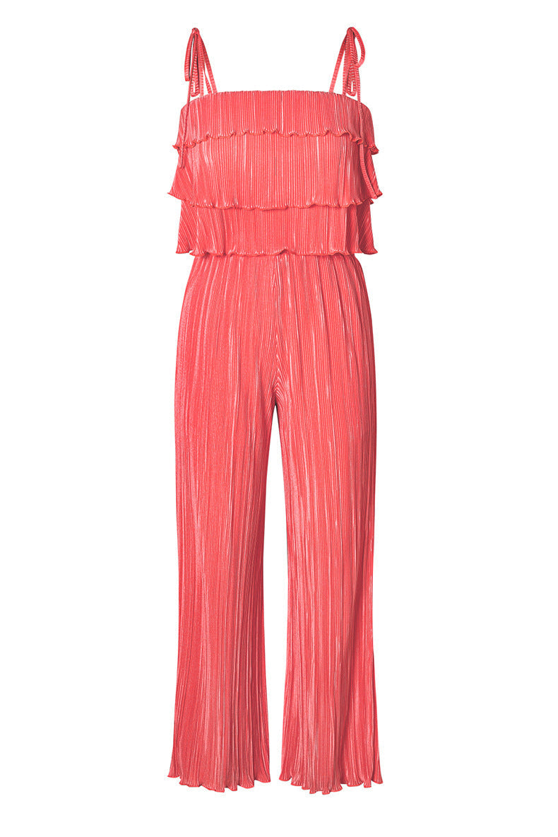 Damen Fließendes Jumpsuit mit Rüschendetails und stylischen Spaghetti-Trägern R&B