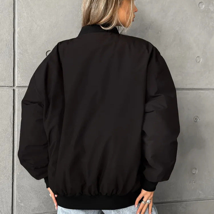 Damen modische Bomberjacke mit praktischen Innentaschen und sportivem Schnitt R&B