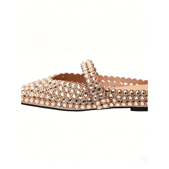 Damen elegante und glamouröse Mules mit Strassverzierungen R&B