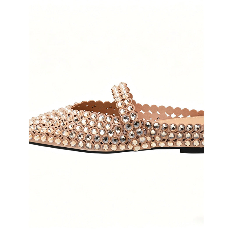 Damen elegante und glamouröse Mules mit Strassverzierungen R&B
