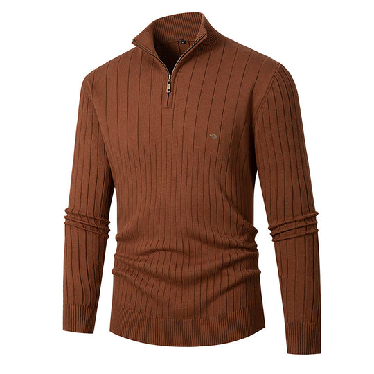 Herren Pullover mit modernem Reißverschluss und Rippenstruktur R&B