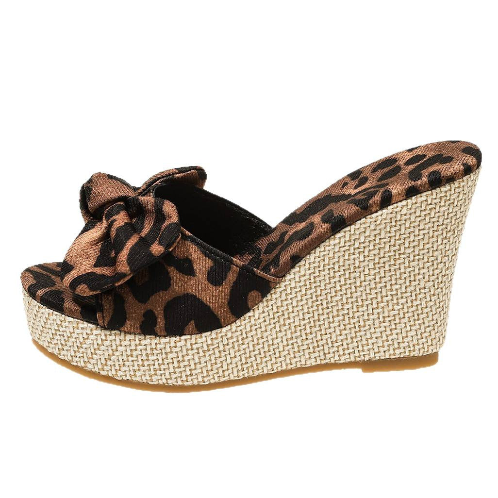 Damen Plateau-Sandalen mit floralem Schleifenakzent und rutschfester Sohle R&B