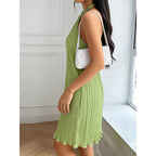 Damen Plissiertes Sommerkleid mit Neckholder und fließendem Schnitt R&B