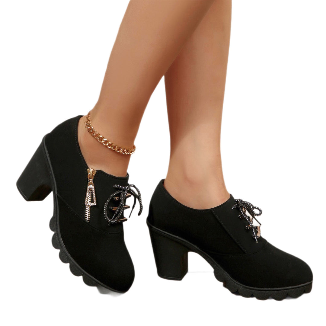 Damen modische Schnürstiefeletten mit Glitzer-Reißverschluss R&B