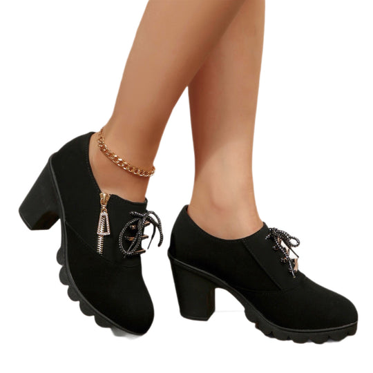 Damen modische Schnürstiefeletten mit Glitzer-Reißverschluss R&B