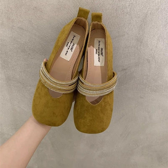 Damen elegante Ballerinas mit modischem Strass-Riemchen R&B