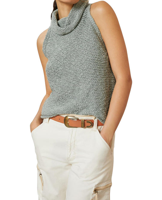Damen ärmelloses Stricktop mit wärmendem Rollkragen Heidi-Mode