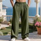 Herren nan gerippte Feinstrick-Loungehose mit weitem Bein, elastischem Kordelzug und Eingrifftaschen R&B