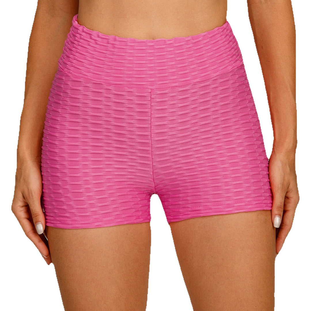 Damen Kompressionssportshorts mit strukturierter Oberfläche und hohem Bund R&B