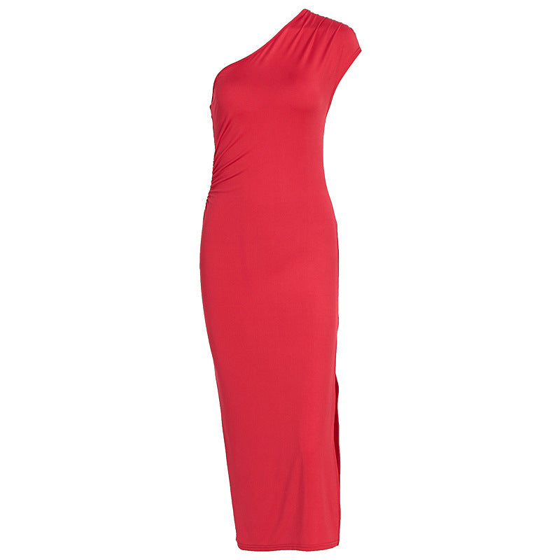 Damen Elegantes ärmelloses Wickelkleid mit asymmetrischem Schnitt R&B