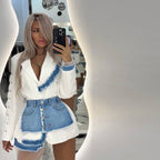 Damen modische Blazerjacke mit Rüschendetails R&B