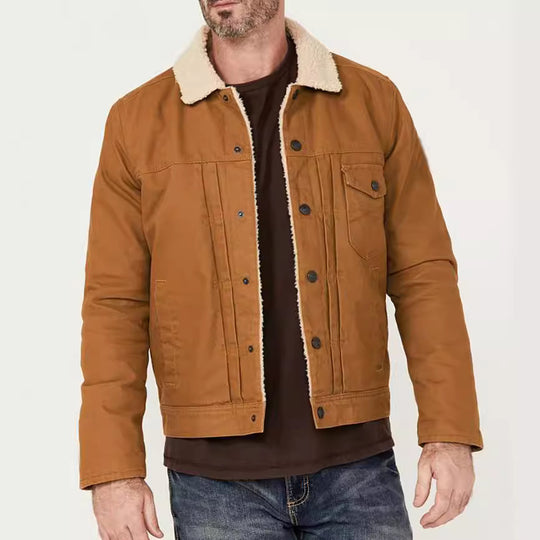 Herren kuschelige und stylische Fleecejacke mit Druckknöpfen R&B