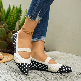 Damen Modische Ballerinas mit Punkten und elegantem Riemendesign R&B