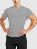 Herren nan tailliertes Rundhals-Leistungsshirt mit elastischem Seitenkeil und flachen Nähten R&B