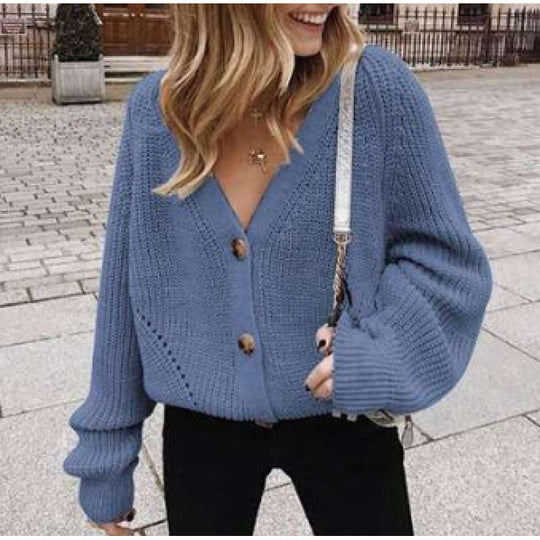 Damen Gestrickte Knopf-Cardigan R&B
