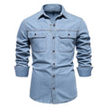Herren Denim Hemd mit zwei Brusttaschen und modischem Schnitt