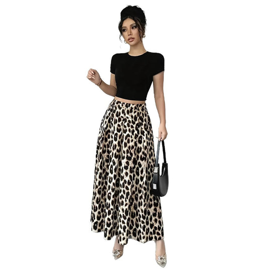 Damen Maxi-Rock mit elegantem Leo-Print und fließendem Schnitt R&B