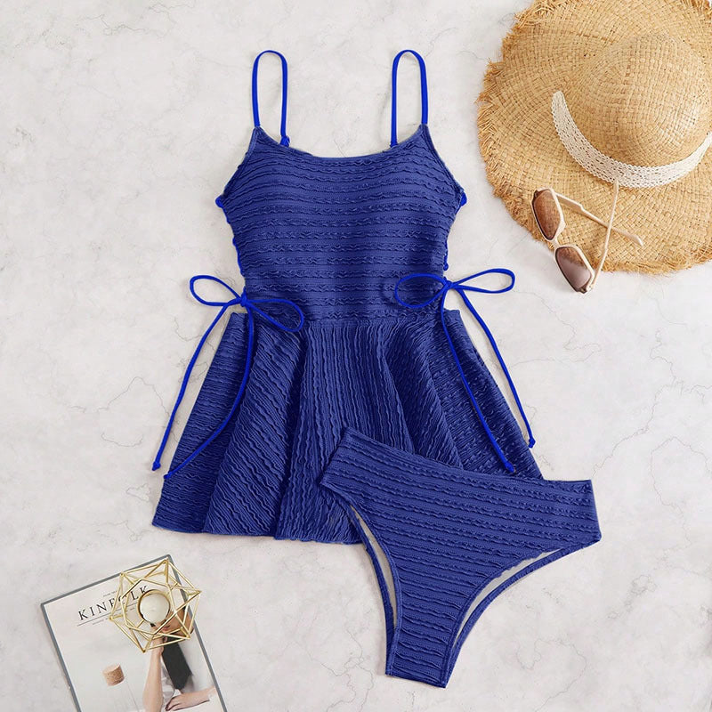 Damen Tankini-Set mit elastischer Raffung und verstellbaren Trägern R&B