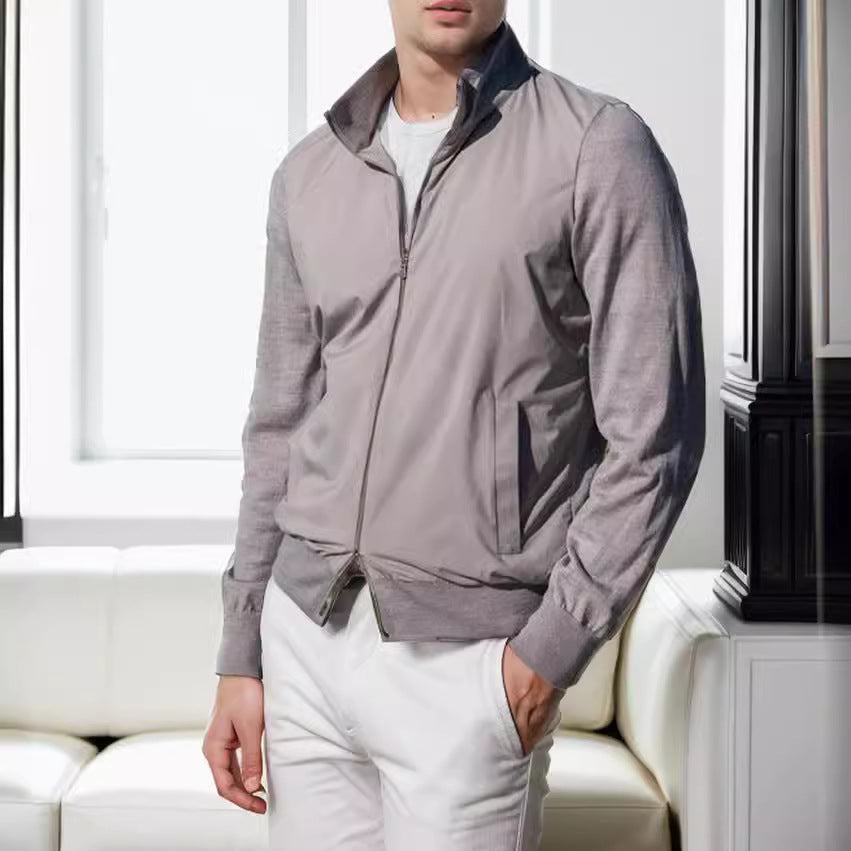 Herren sportliche Übergangsjacke mit modernem Stehkragen und elastischen Bündchen R&B