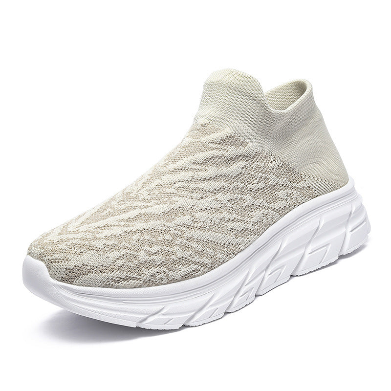 Damen Sportliche Slip-On Sneaker mit atmungsaktiver Strick-Oberfläche und dämpfender Laufsohle R&B