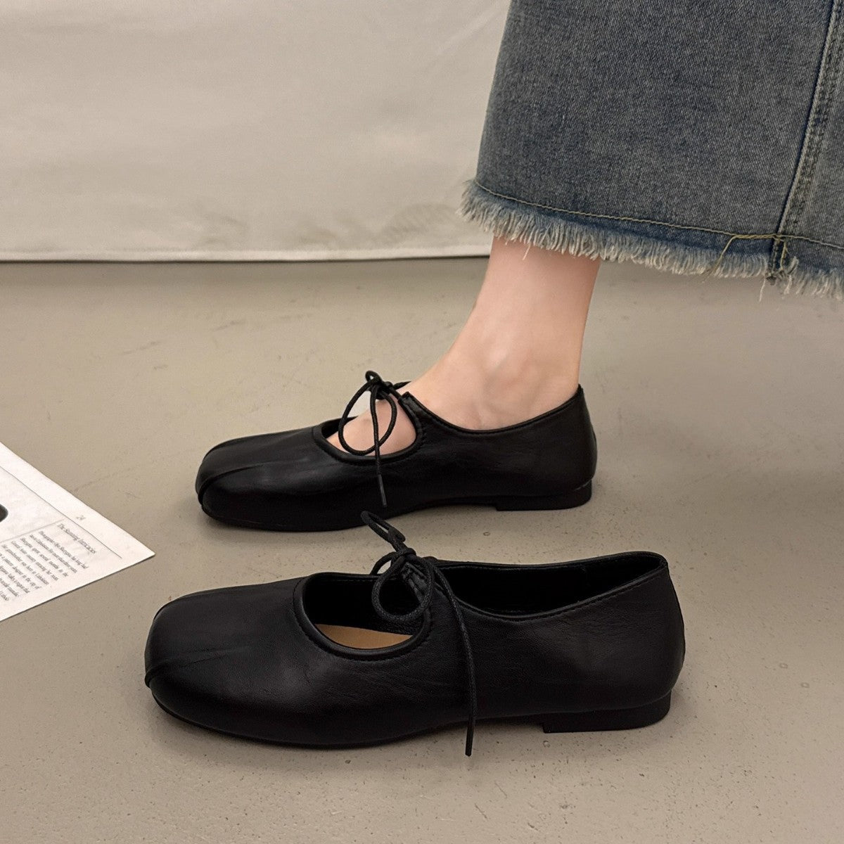 Damen Ballerina-Schuhe mit elegantem Schnürdesign und komfortablem Fußbett R&B