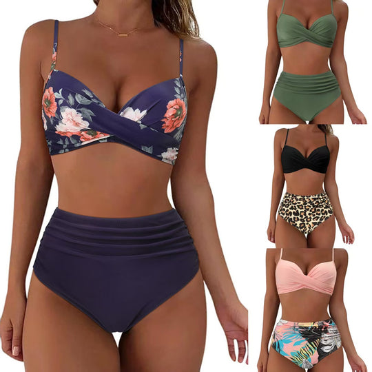 Damen Hochtailliertes Bikini-Set mit Raffungen R&B