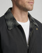Herren gefütterter Blouson mit kariertem Innenfutter Hemdkragen Elastischer Saum und Druckknopfverschluss R&B