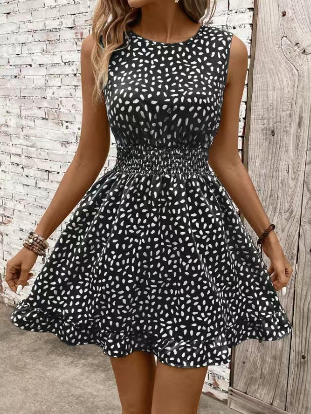 Damen Freizeitin Kleid mit elastischem Tailleneinsatz und Rüschensaum R&B