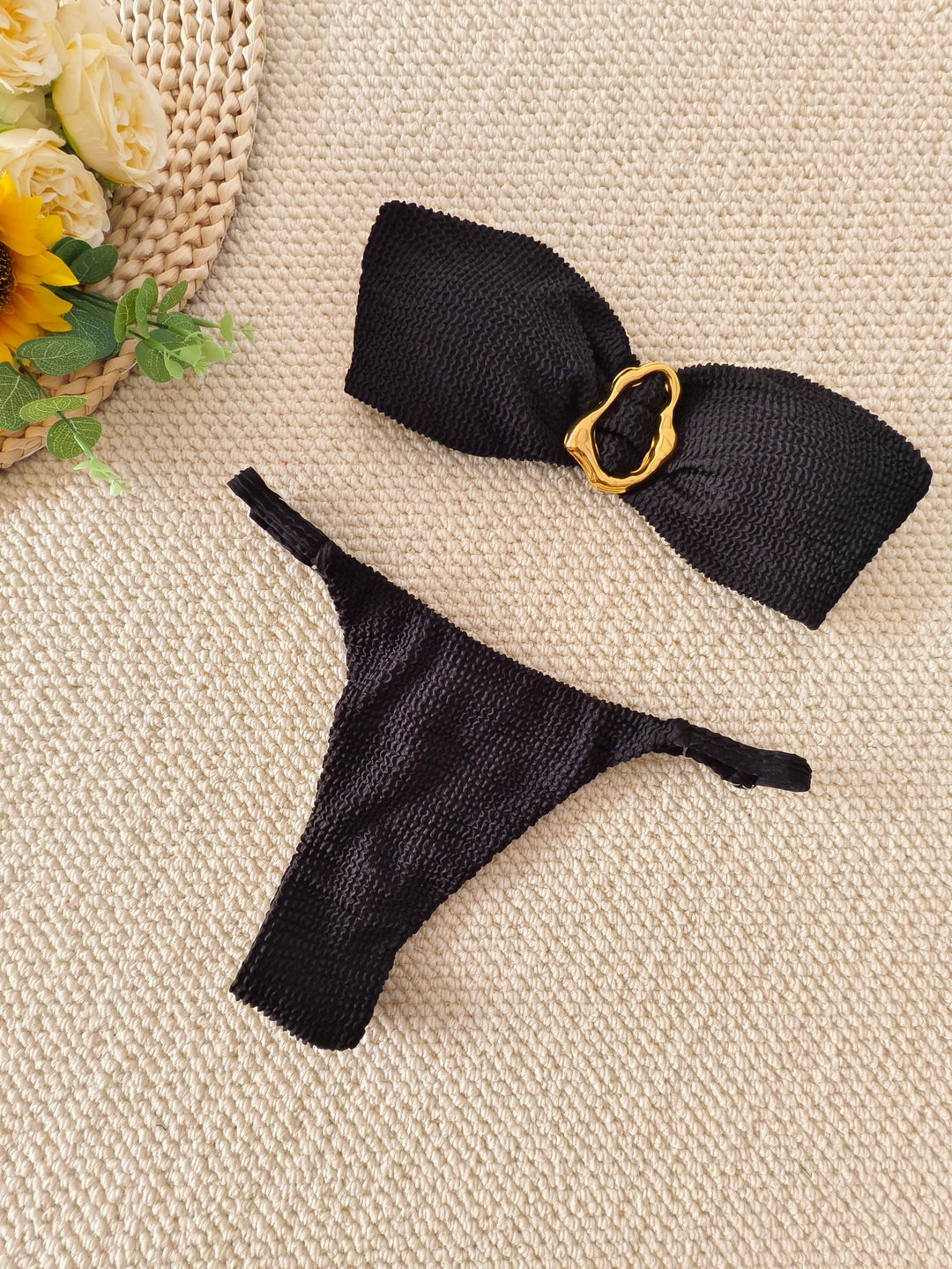 Damen Bandeau-Bikini mit dekorativem Ringdetail R&B