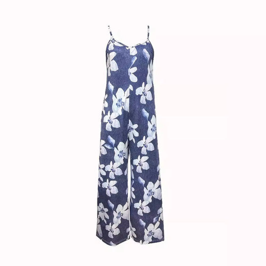 Damen Luftiger Sommeroverall mit breiten Beinen und praktischen Taschen R&B