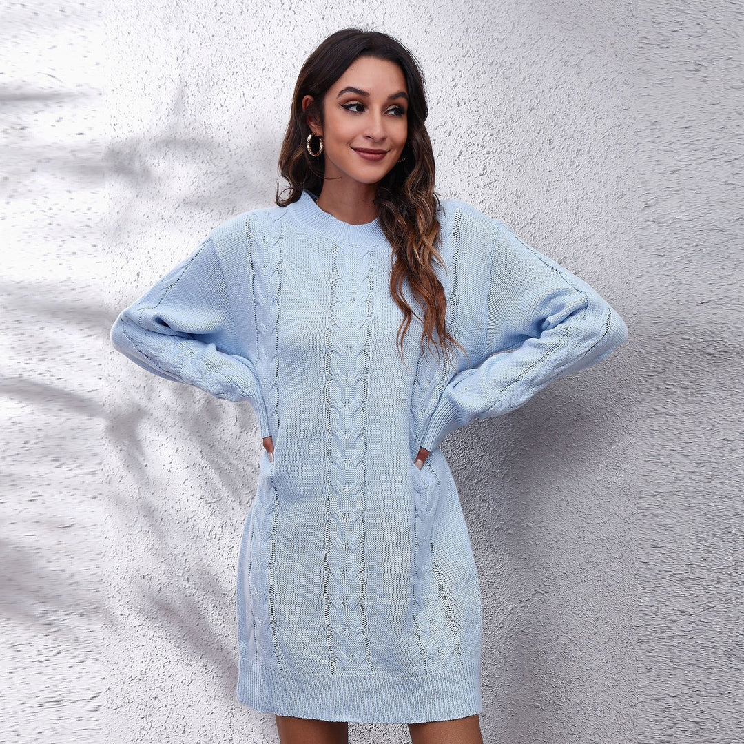Damen Strickkleid mit Zopfmuster und lässigem Schnitt R&B