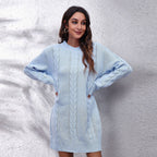 Damen Strickkleid mit Zopfmuster und lässigem Schnitt R&B
