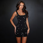 Damen Figurbetontes Minikleid mit Glitzersteinverzierungen R&B