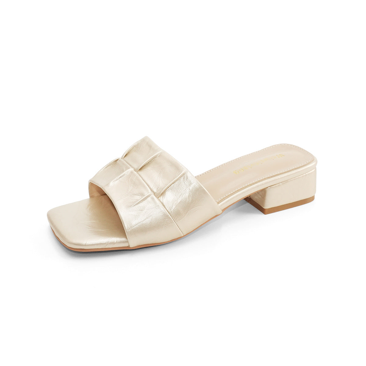 Damen elegante Mules mit modischem Faltendesign und komfortablem Blockabsatz
