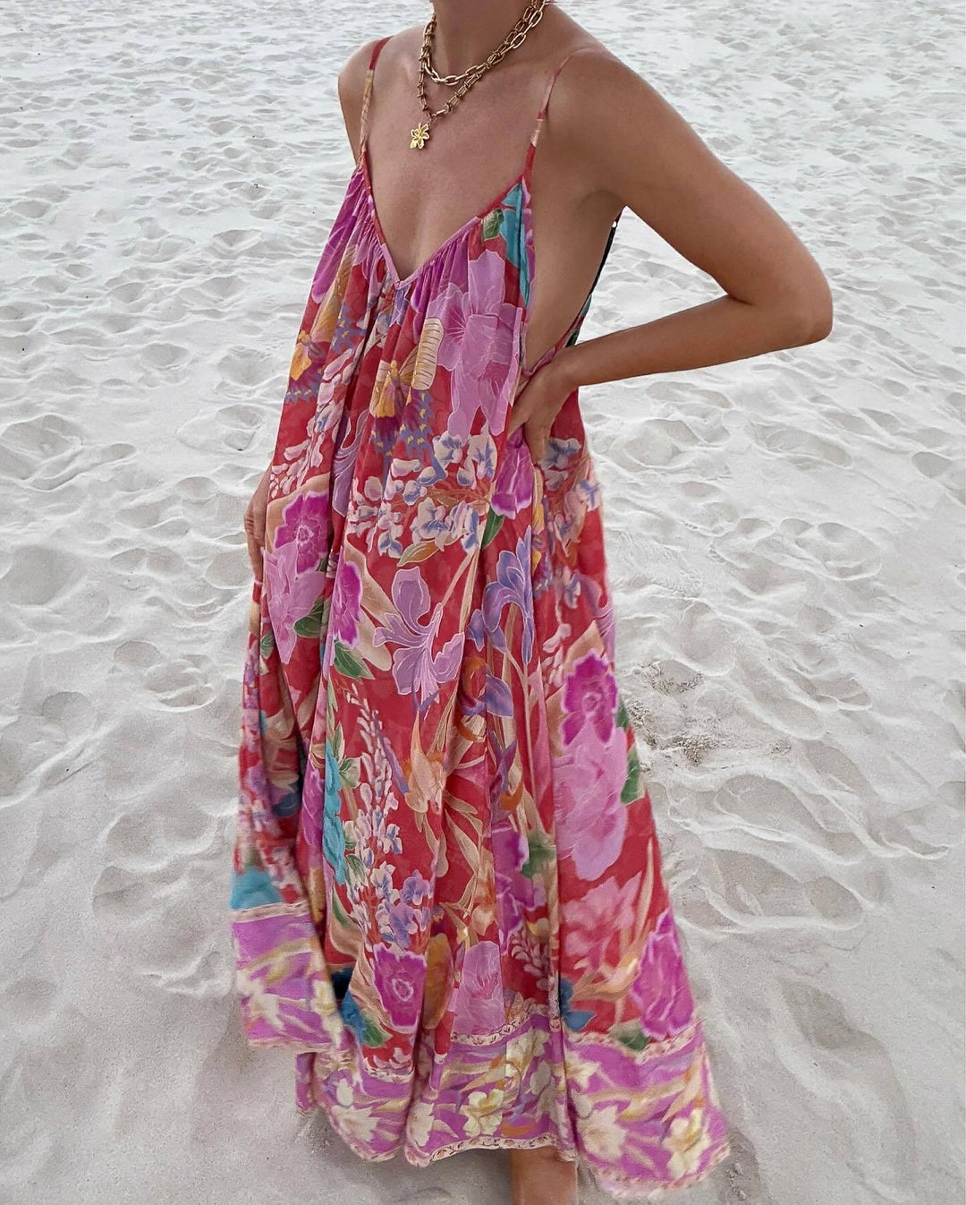Damen Maxikleid mit floralem Muster R&B