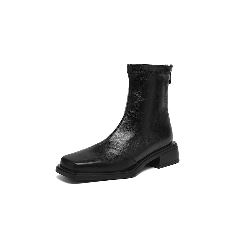 Damen Stiefeletten mit modischem Blockabsatz und hochwertiger Lederoberfläche R&B