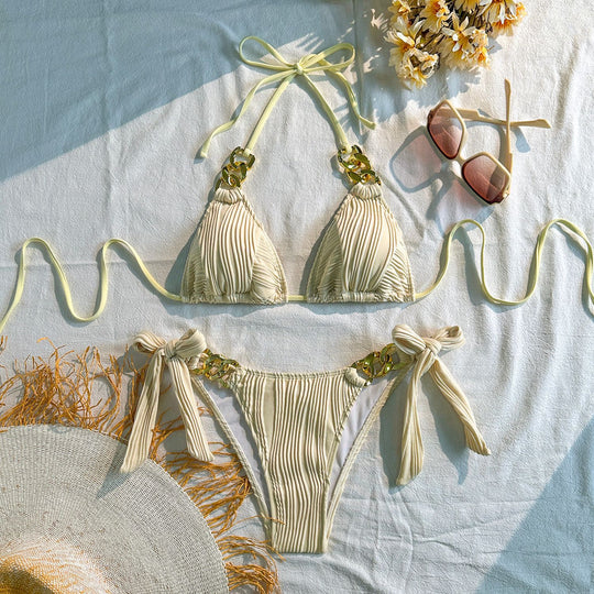 Damen Triangel-Bikini mit raffinierten Kettendetails R&B