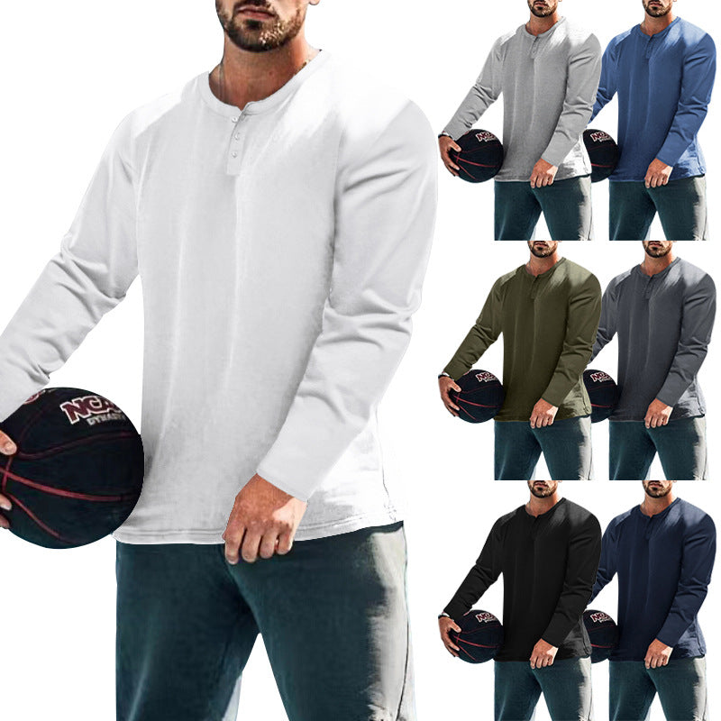 Herren langärmliges Henley-Shirt mit strukturiertem Stoff und praktischen Knopfdetails R&B