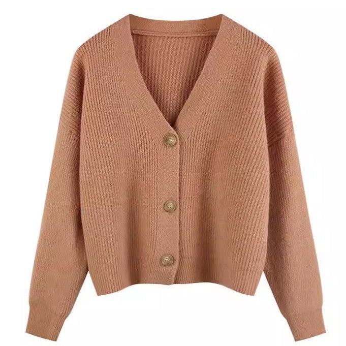 Damen Strickjacke mit V-Ausschnitt und hochwertigen Knopfdetails R&B