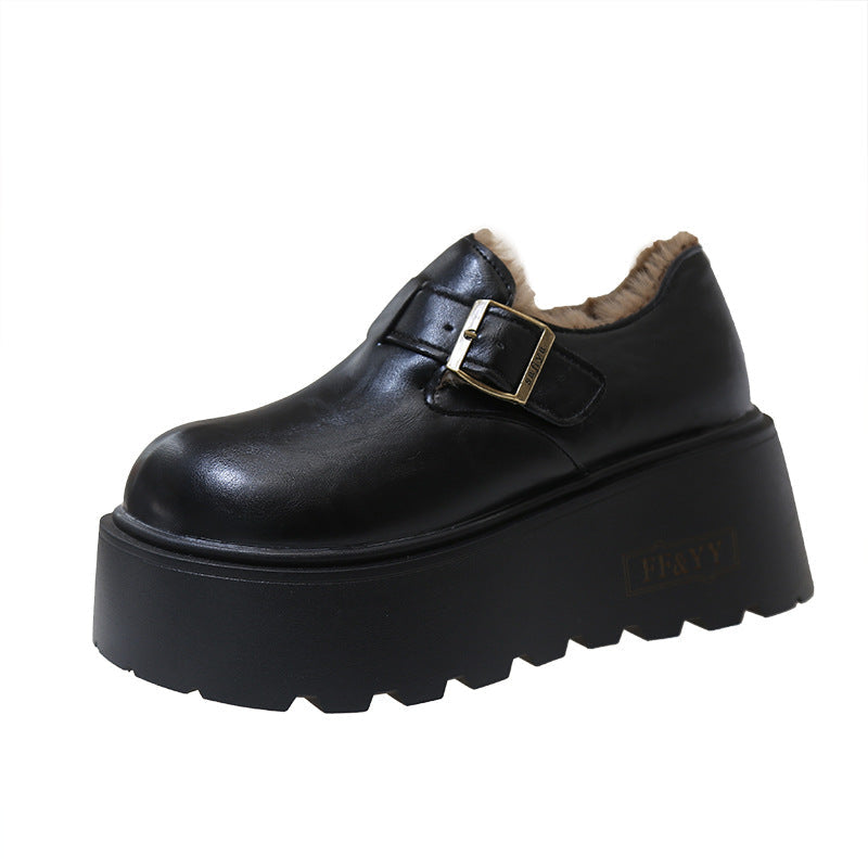 Damen Plattform Clogs mit luxuriösem Kunstfell-Innenfutter und stylischem Riemen R&B