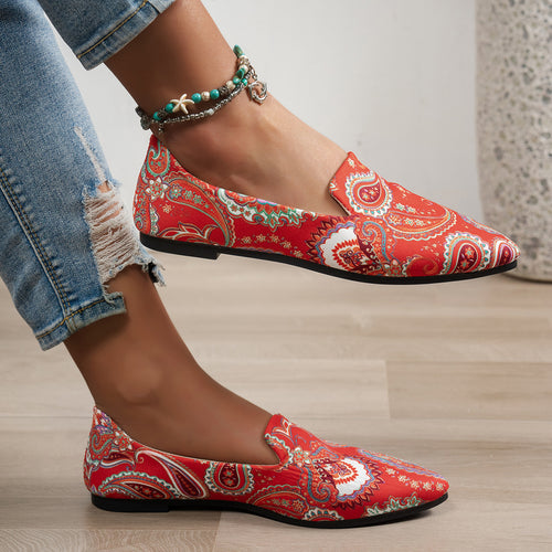 Damen Elegante und modische Slip-On Ballerinas mit Paisleymuster R&B