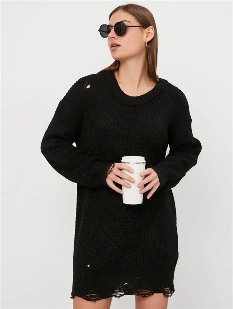 Damen modischer oversized Pullover mit lässigem Strukturmuster R&B