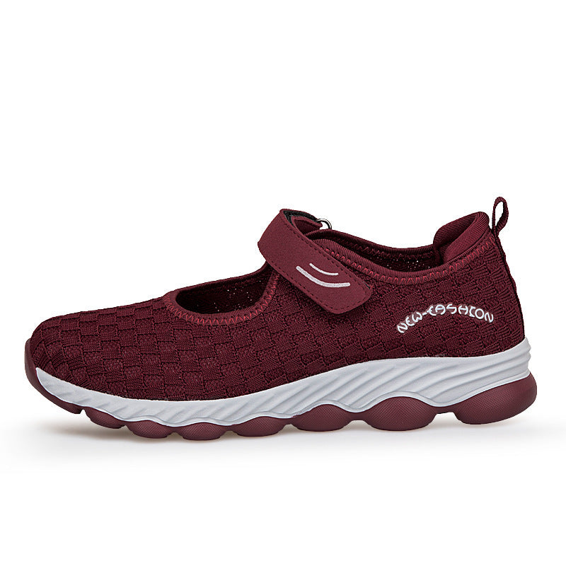 Damen Komfortable Slip-On Freizeitschuhe mit Klettverschluss R&B