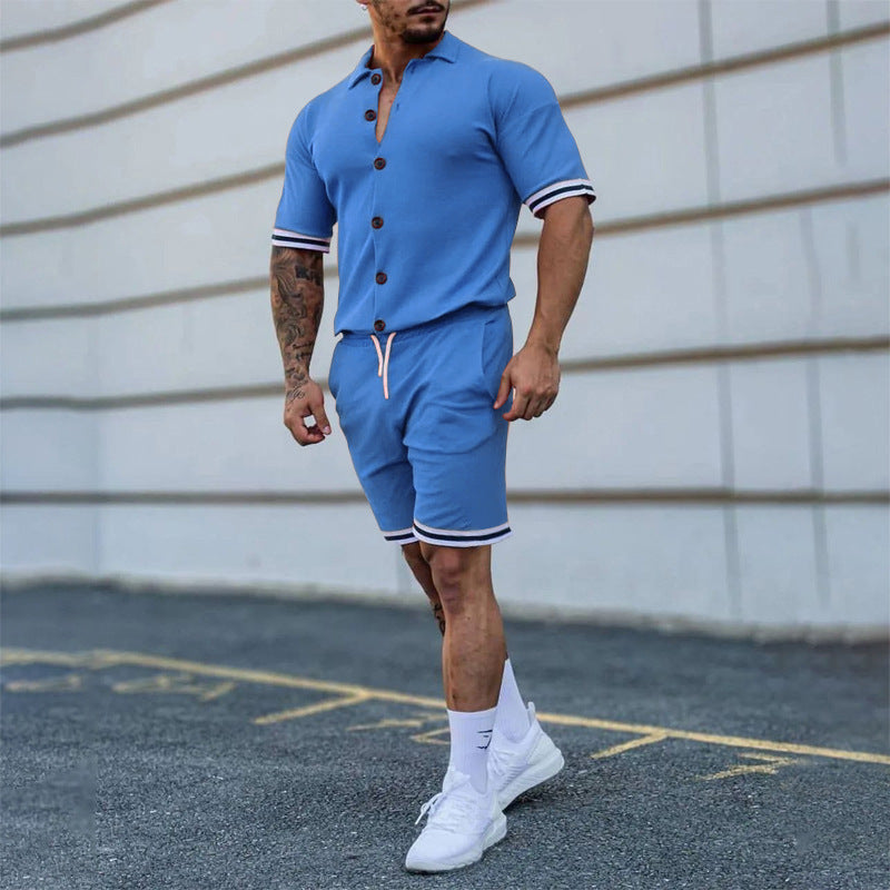 Herren Freizeit-Set mit modernem Kurzarm-Hemd und Short Heidi-Mode