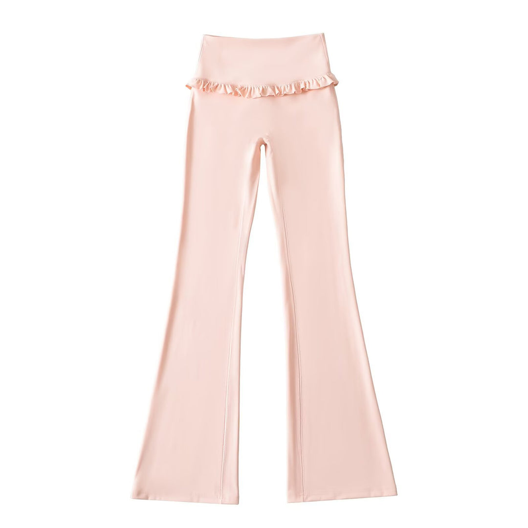 Damen Hochtaillierte Bootcut-Leggings mit Rüschendetails R&B