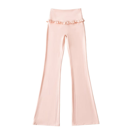 Damen Hochtaillierte Bootcut-Leggings mit Rüschendetails R&B