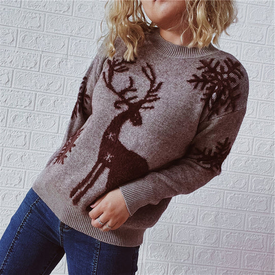 Damen Weihnachtspullover mit festlichem Rentierdesign und hochwertiger Strickqualität R&B