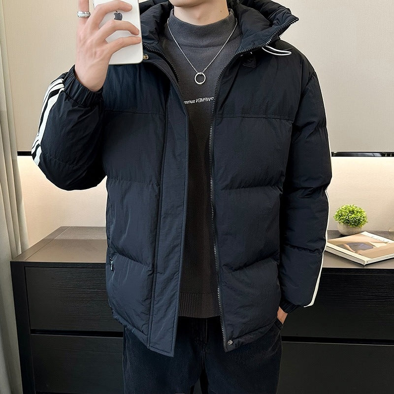 Herren modische und warme Steppjacke mit verstellbarer Kapuze R&B